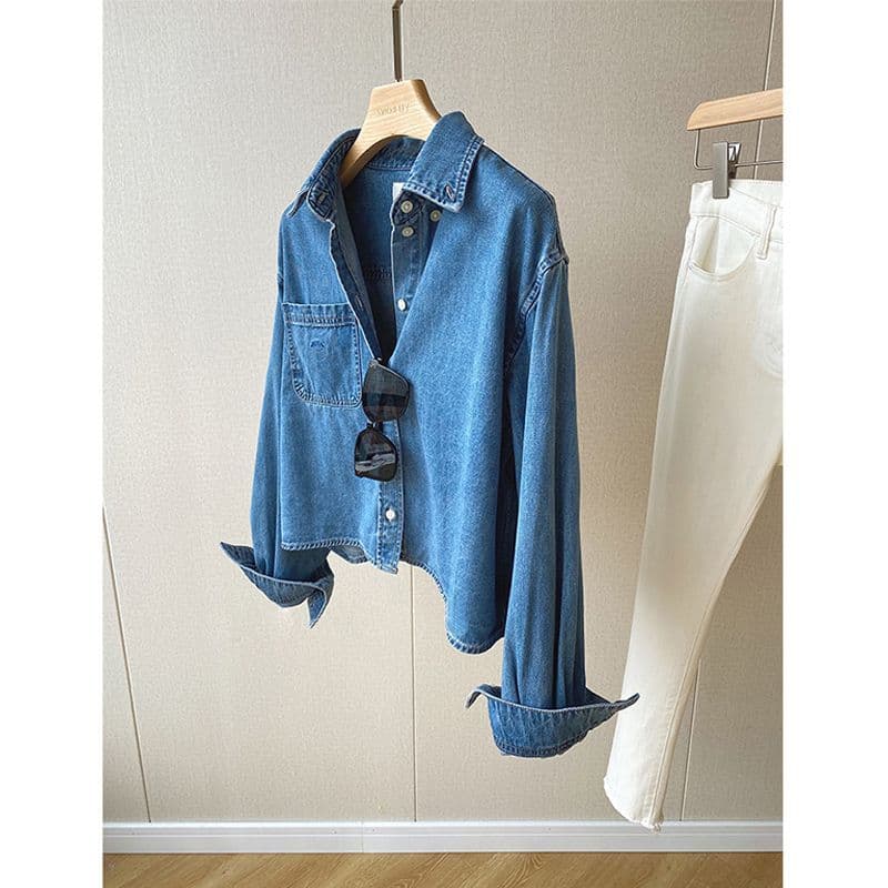 Desconto de marca bens europeus High-end feminino Retro curto Denim jaqueta feminina primavera outono moda solta jaqueta