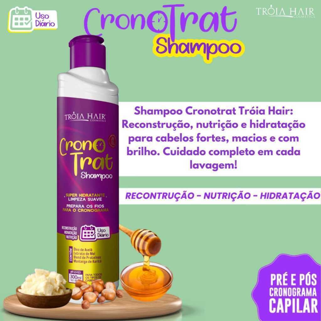 Shampoo Bálsamo Cronotrat 300ml - Troia Hair: Limpeza e Hidratação Perfeita - Cronograma Capilar