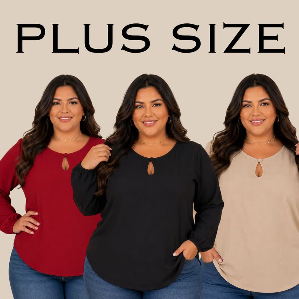 Blusa Feminina Plus Size Manga Longa Confortável Elegante Soltinha Inverno GG G1 G2 G3