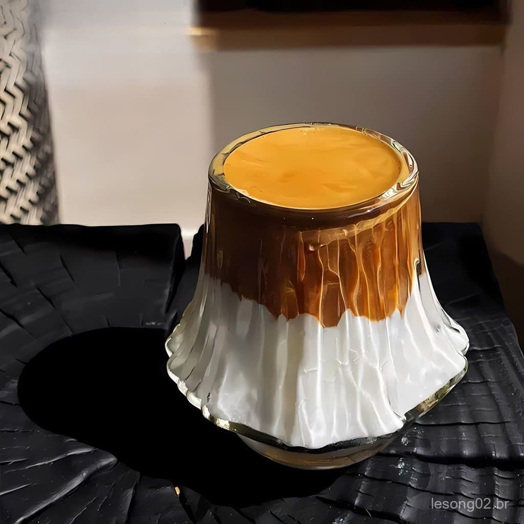 Xícara de café muito elegante, xícara Fuji Volcano, alto valor estético, nova xícara de vidro com efeito sujo, Mocha Lat
