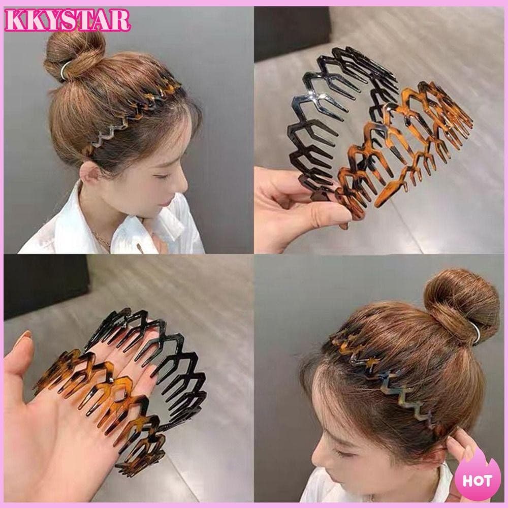 KKXYSTAR Faixa De Cabelo Para Dentes , 4 Peças , Pente , Em Ziguezague De Plástico Cabeça De Maquiagem , Argola Lateral