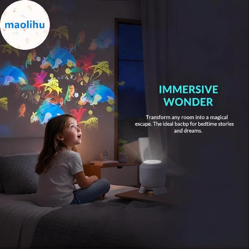 Maolihu 360 Graus De Rotação LED Oceano Projetor Luz Noturna Lâmpada Ambiente Dinâmica Alimentada Por USB Para Sala De E