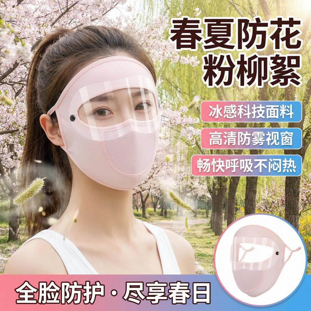 Máscara anti-pólen rosto cheio anti-rugas alergia máscara de proteção para os olhos primavera verão novo estilo ciclismo