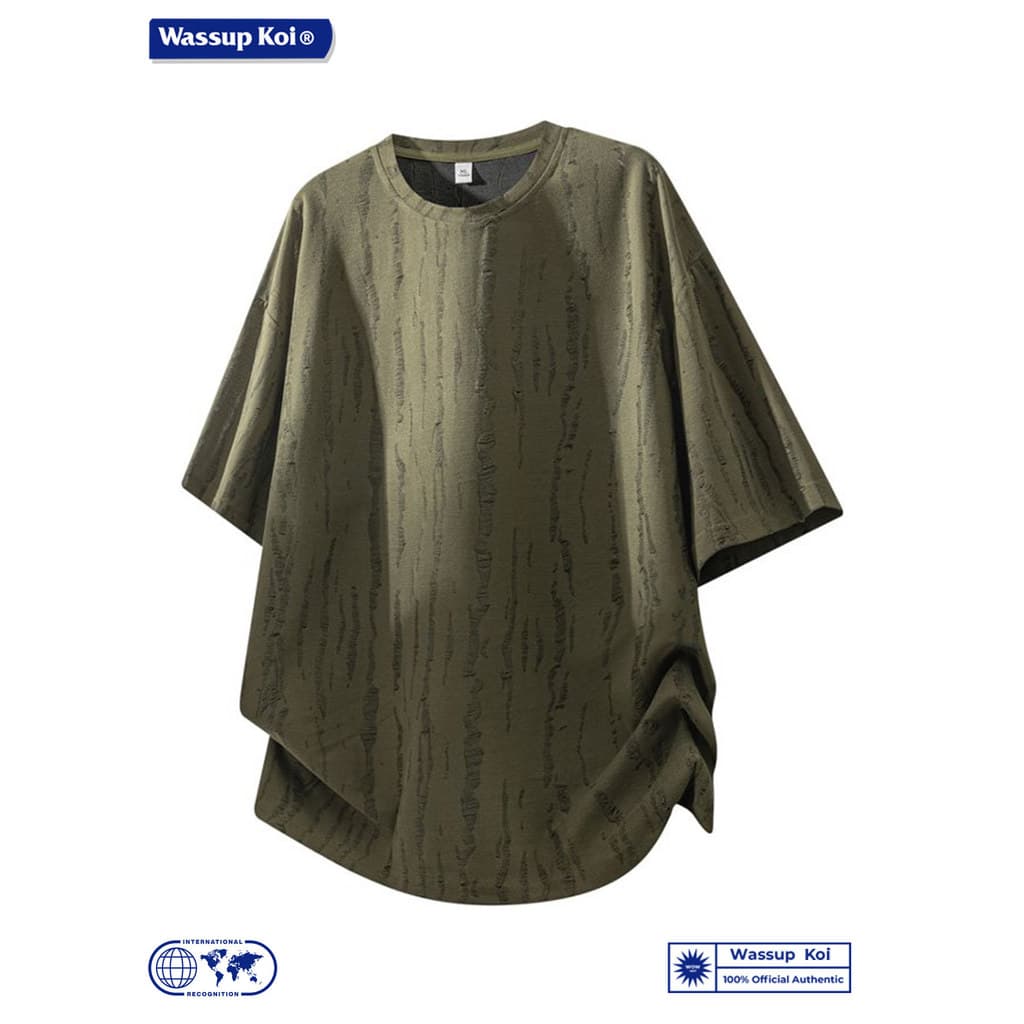 WASSUP KOI Camiseta de manga curta masculina verão 2026 novo simples All-Match Street Wear textura solta topo