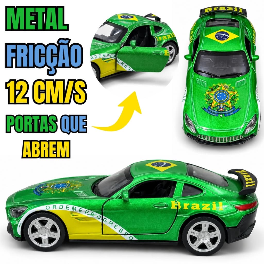 Carrinho Esportivo Brasil 12cm Metal Fricção