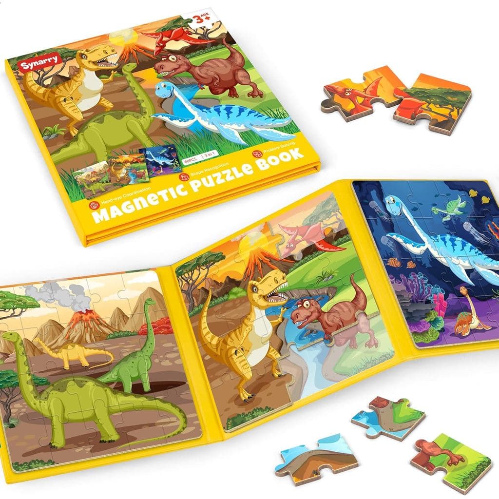 Quebra-Cabeças Magnéticos de Dinossauros SYNARRY para Crianças de 3 a 5 Anos, Quebra-Cabeças de 20 Peças para Crianças d
