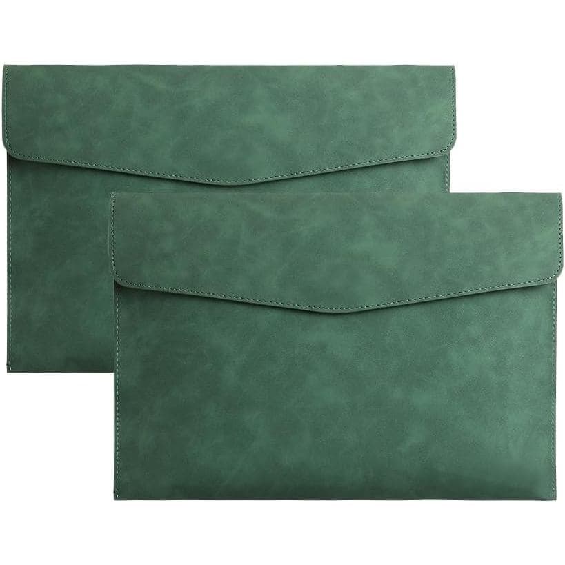 2 Pack PU Leather A4 File Folders Document Holder Waterproof Portfolio Envelope Folder Case File Organizer for Paper Sta