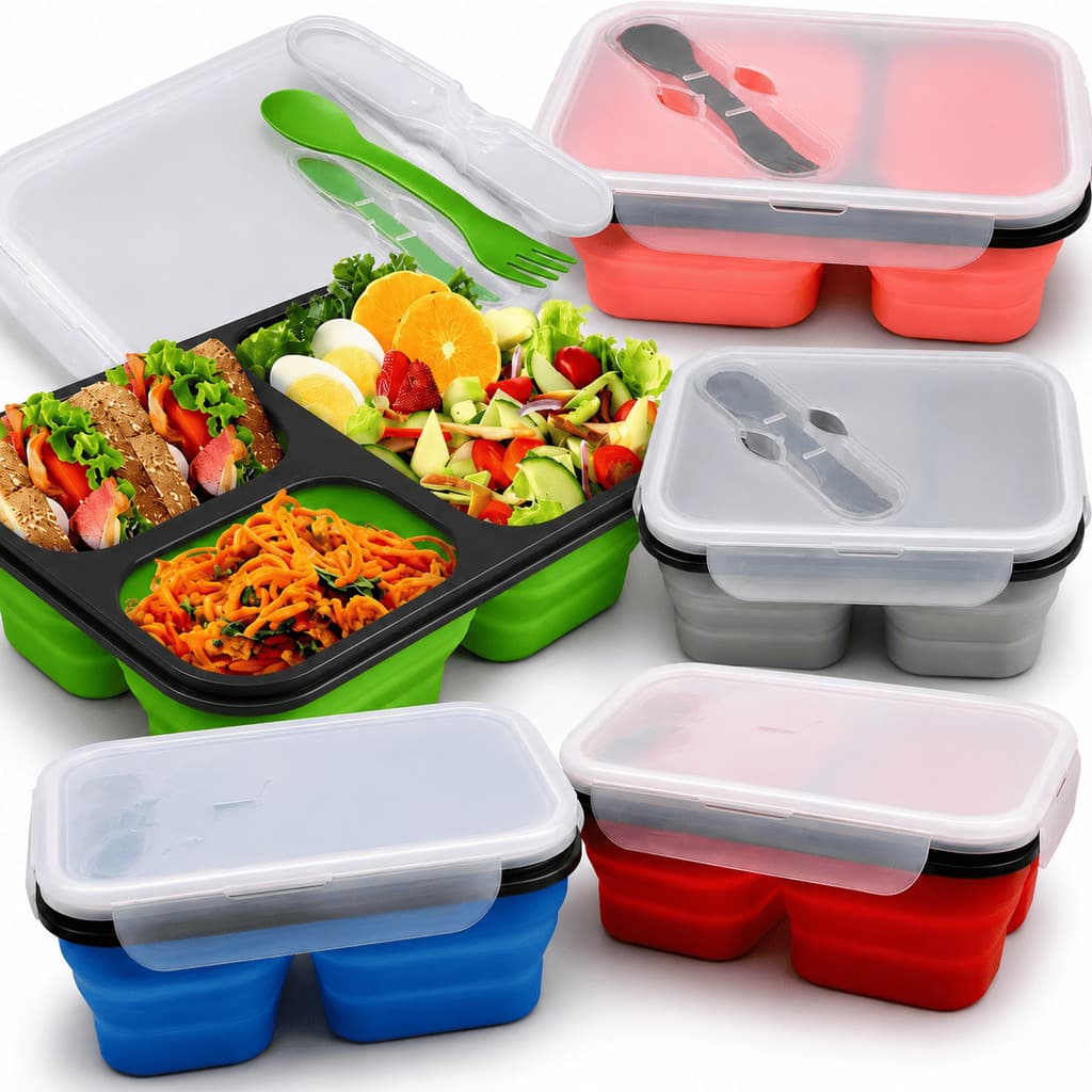 Marmita Fitness Portatil Com 3 Divisorias E Compartimento De Talheres Pote Plastico Livre De Bpa