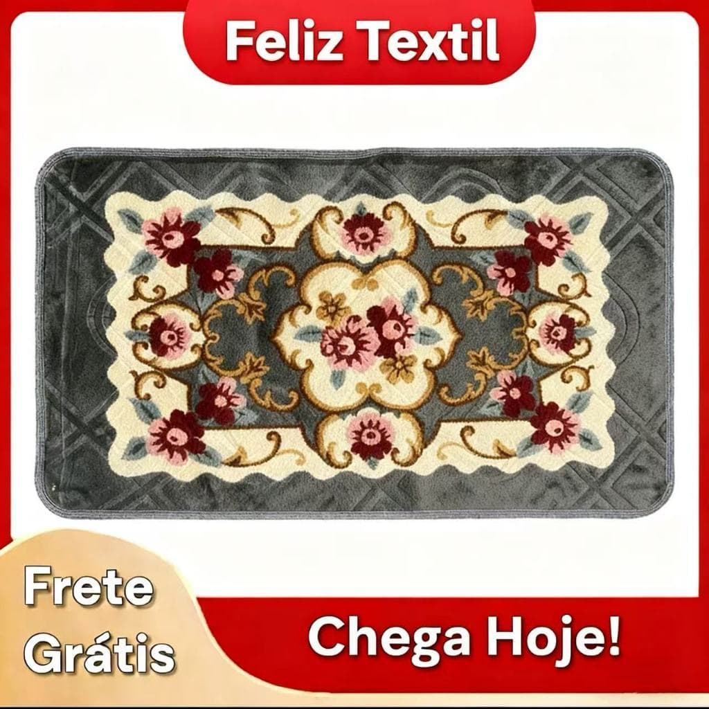 Tapete Floral 60cm x 90cm Geometrico Antiderrapante Para Quartos, Sala.