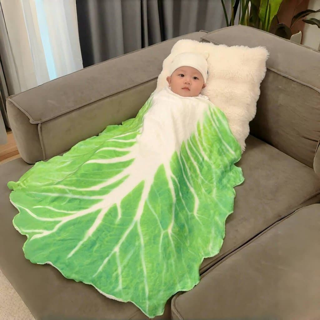 Boneca cobertor vegetal engraçado repolho cobertor flanela Casual cobertor criativo colcha do bebê bonito folha influenc