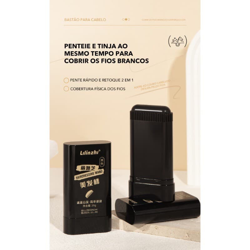 Bastão Tingimento Cabelo 2 Cores - Secagem Rápida, Cobertura Branca, Pente Especial, Premium Beauty