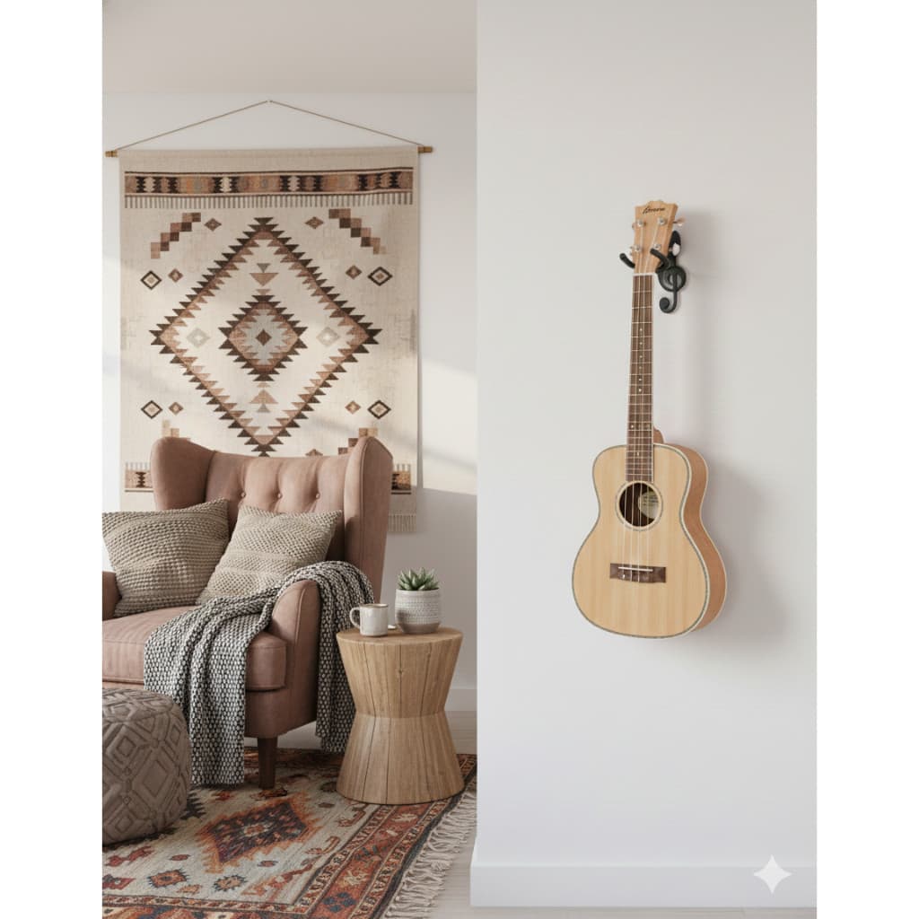 Suporte de Violão de Parede 𝄞 - Violão, Guitarra, Baixo, Ukulele – Design Clave de Sol Musicos