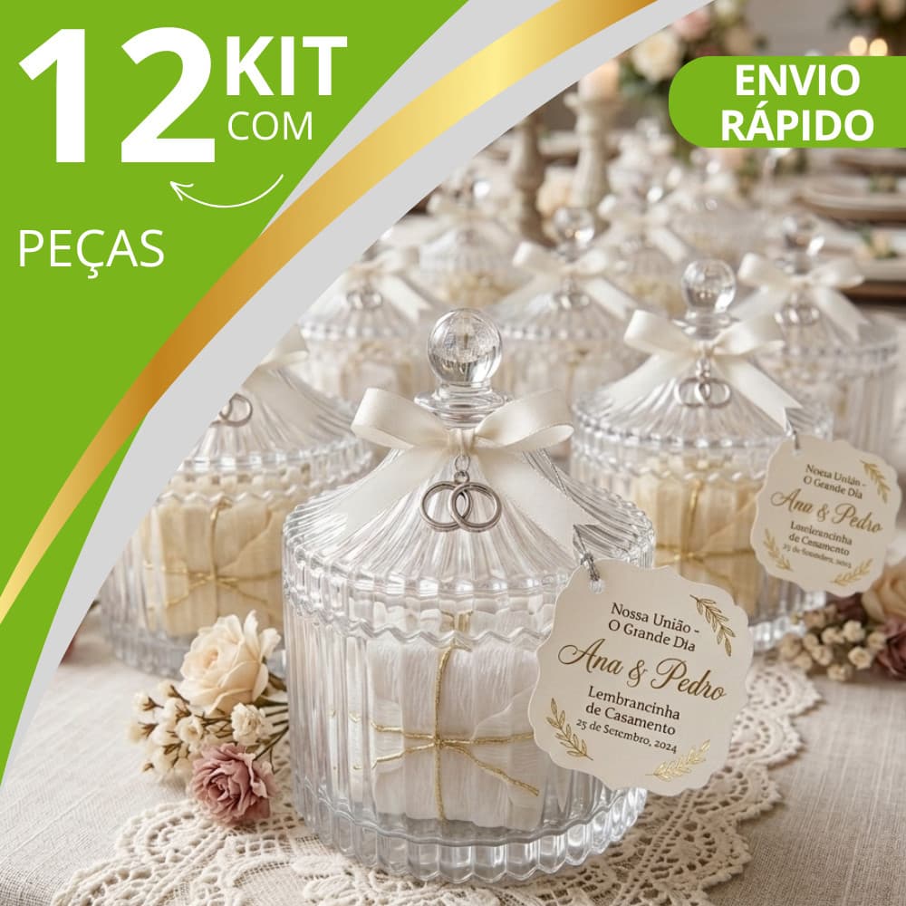 Bomboniere de Vidro – Decoração Elegante e Organizada Potiche Premium Casa Cozinha 12 peças
