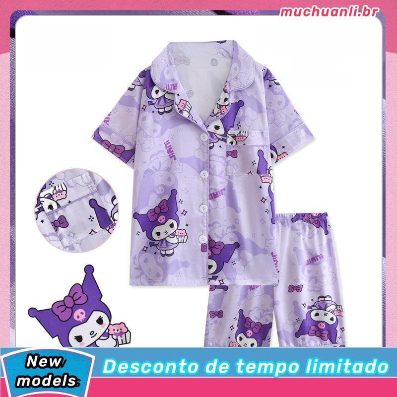 Kawaii Anime Hello Kitty My Melody Pochacco Mickey StellaLou Pikachu Impressão Kid Girls Loose Oversize Short Sleeves C