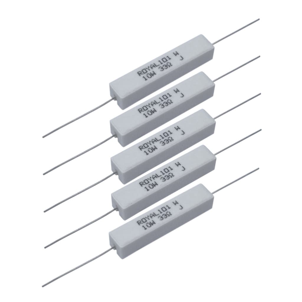 Resistor 10w 33 Ohms Porcelana Axial Royal Kit 5 un