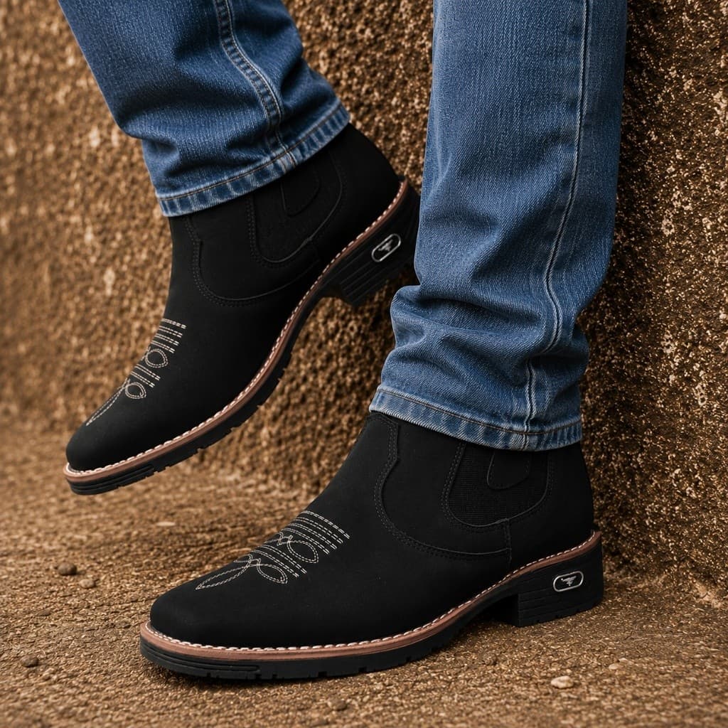 Bota Masculina Texana Chelsea Botina Camurça Elegante Leve e Confortável - Lançamento Country 2026