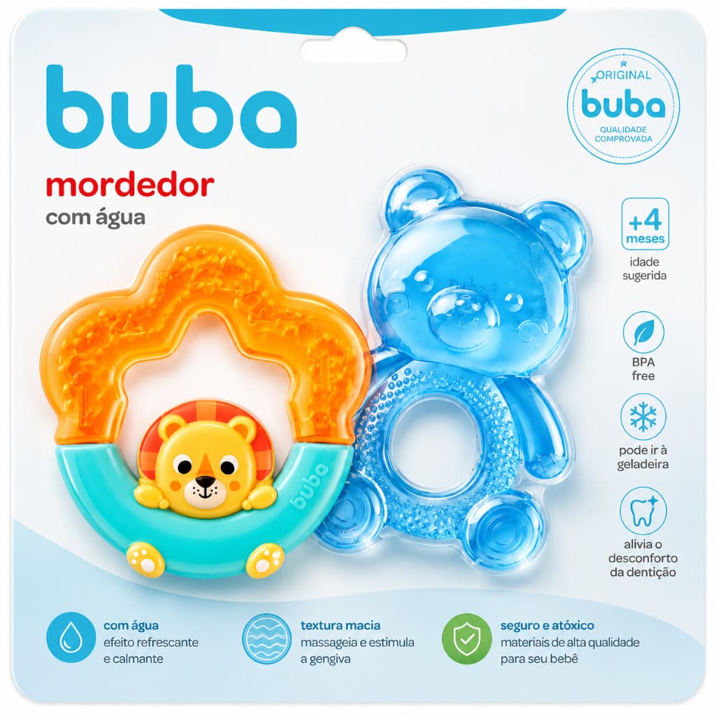 Kit 2 Mordedores Buba Refrigerável Bebê Alívio Dos Dentinhos