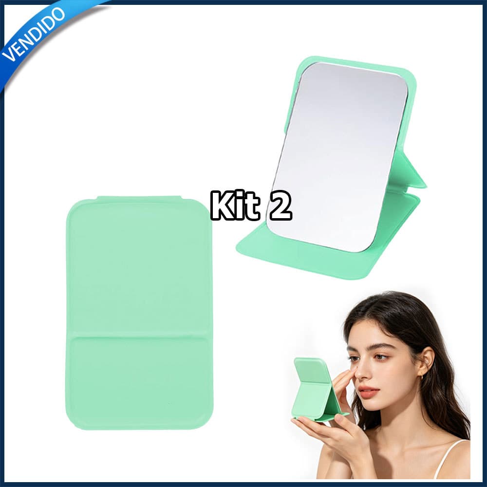 2x Verde Mini espelho dobrável espelho de maquiagem espelho portátil presente para festas espelho de bolso