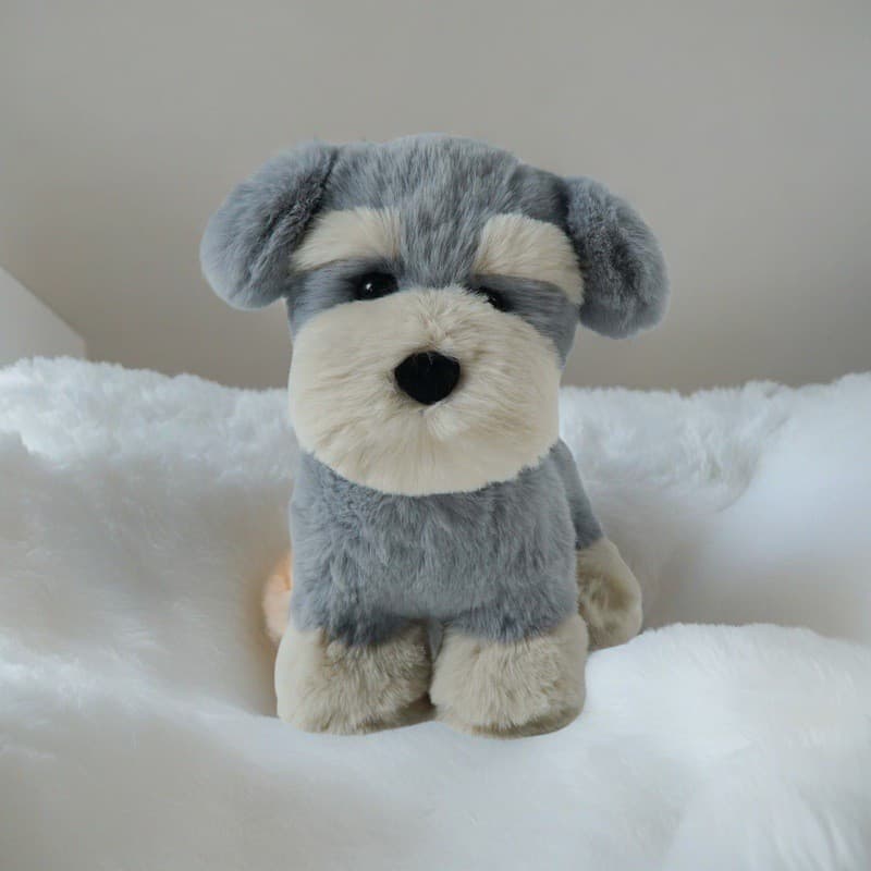 Schnauzer brinquedo de pelúcia boneca bonito simulação filhote de cachorro reconfortante boneca brinquedos infantis bone