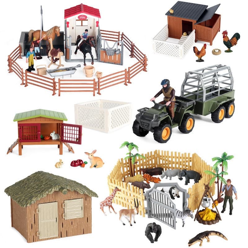 Simulação Modelo De Fazenda Cavalo De Ação Estável Figuras Animais Playset Figurine Educação Precoce Kid Toy Gift