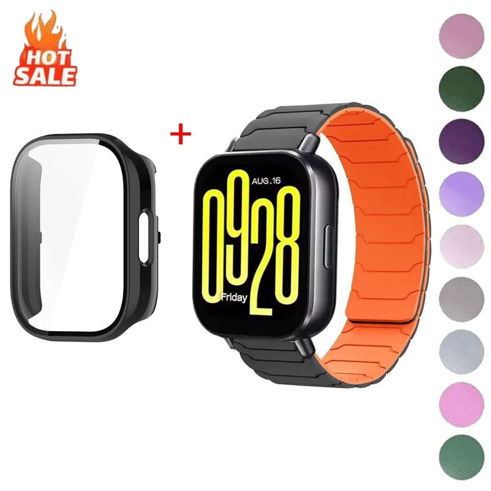 Pulseira Magnética De Silicone + Caixa De Vidro Temperado Para Redmi Watch 6/5/4 5 Active Lite