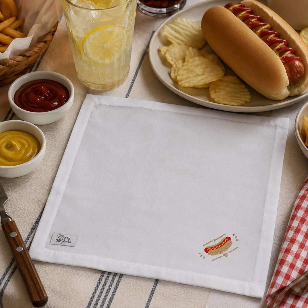 Guardanapo de Tecido Hot Dog Bordado