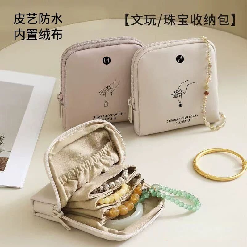 Bolsa de jóias de couro portátil saco de jóias caixa de jóias Wenwan armazenamento de jóias requintado High-End brincos