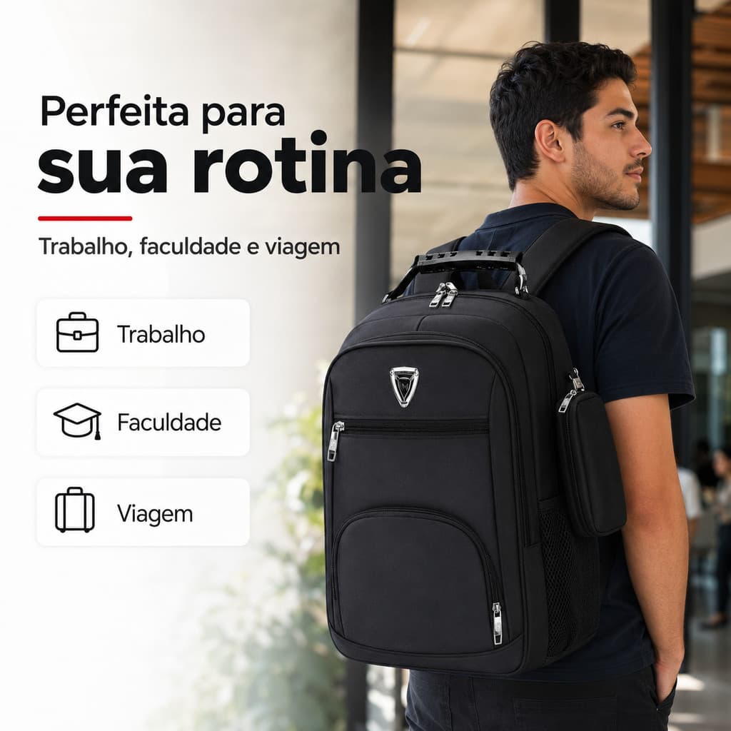 Mochila Executiva YW 18 Polegadas Grande Capacidade Para Notebook Trabalho Faculdade Viagem  YW-8020-6-BS
