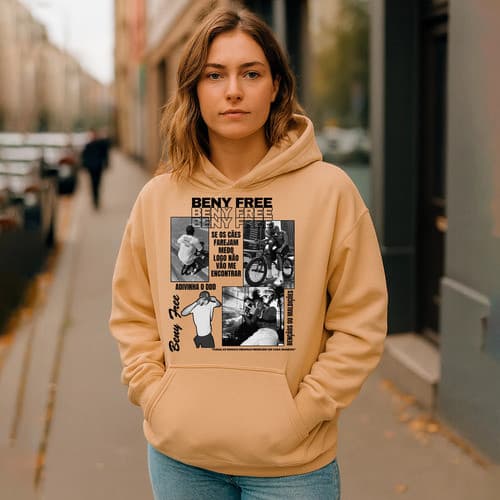 Blusa Moletom Estampado Beny Free Bençãos Maldições Rapper
