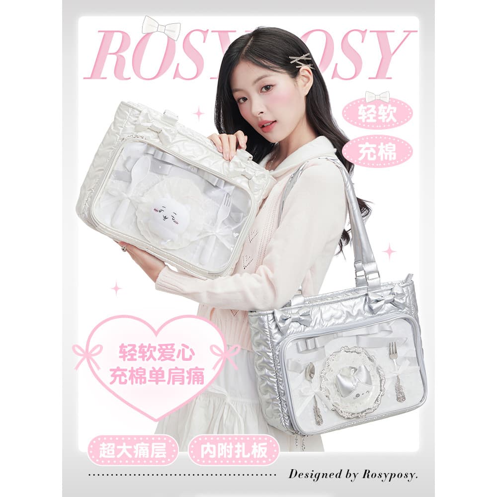 RosyPosy Soft Set Love Heart Bolsa de algodão para dor de ombro Bolsa Diagonal com Design de nicho Original de alto valo