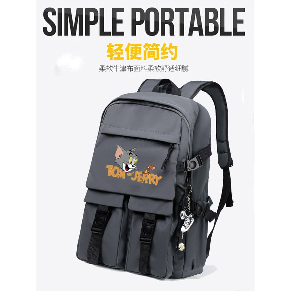 Gato e rato animação infantil lazer ao ar livre mochila mochila masculino feminino adulto júnior escola secundária Co