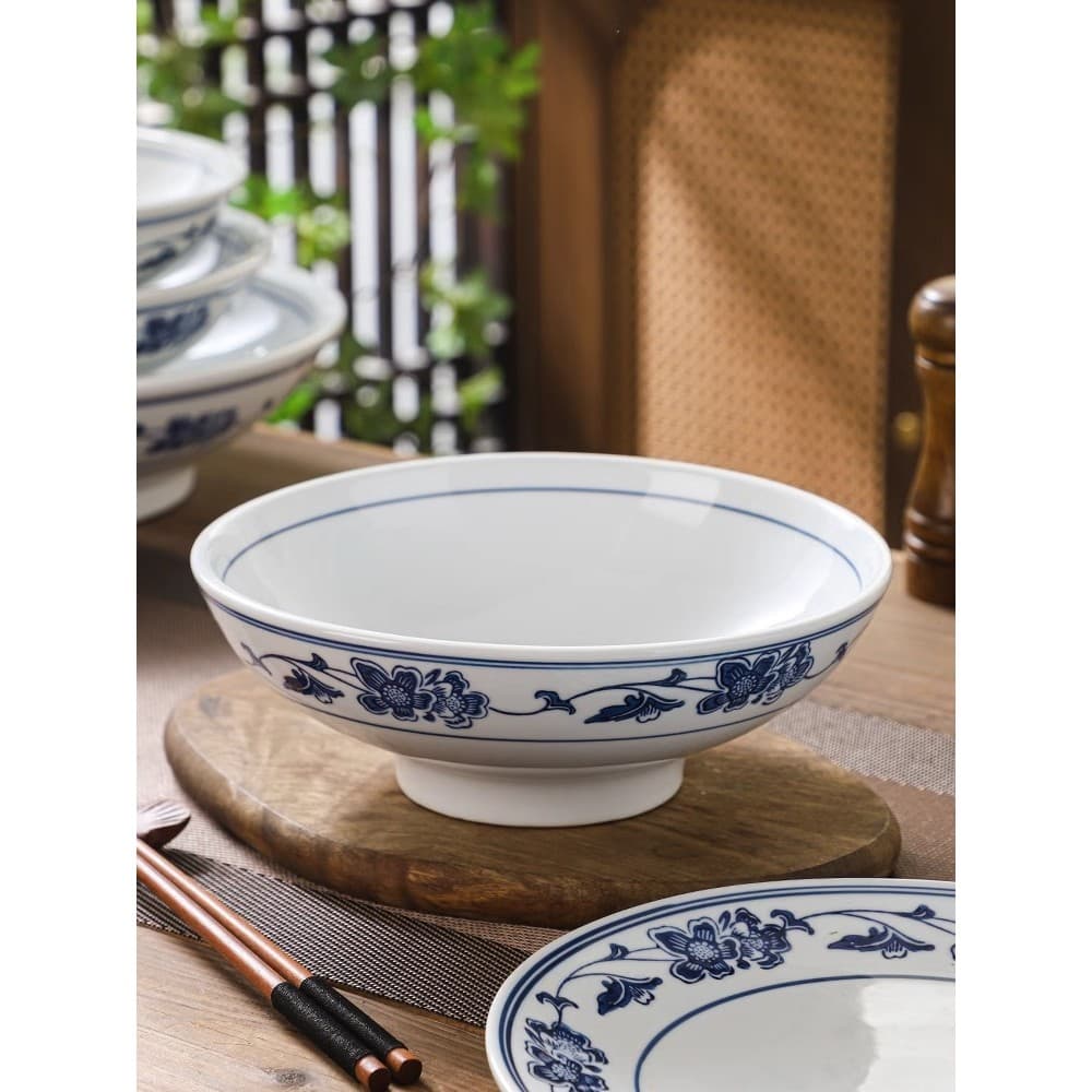 Xiangcai loja talheres sete-oitos Retro antiquado azul branco tigela fazenda comer tigela nostálgico cerâmica macarrão t