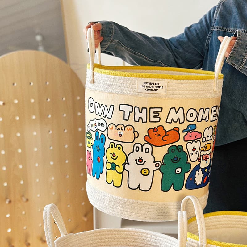 Cesta de armazenamento de brinquedos infantis estilo japonês, tecido dobrável, caixa de armazenamento de roupas sujas, f
