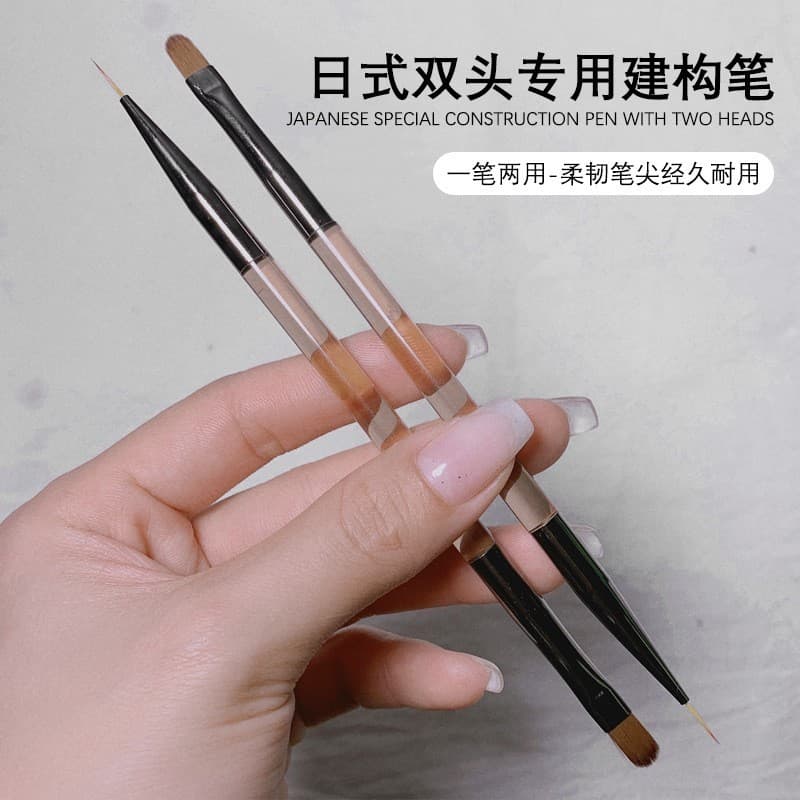 Caneta de construção estilo japonês Caneta de manicure de duas cabeças multifuncional de dupla utilização Caneta de foto