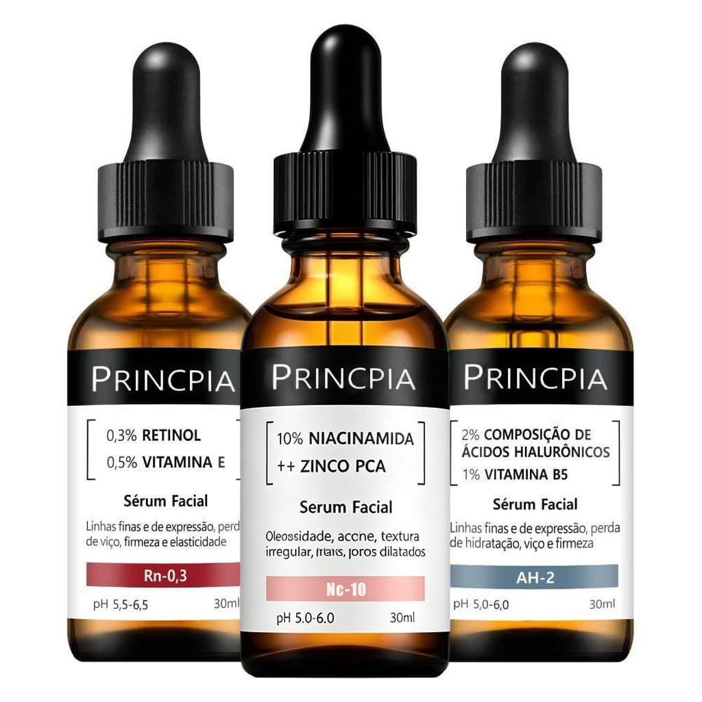 Combo 3 Séruns Faciais NC-10 + RN-0,3 + AH-2 - Reduz Oleosidade e Linhas Finas