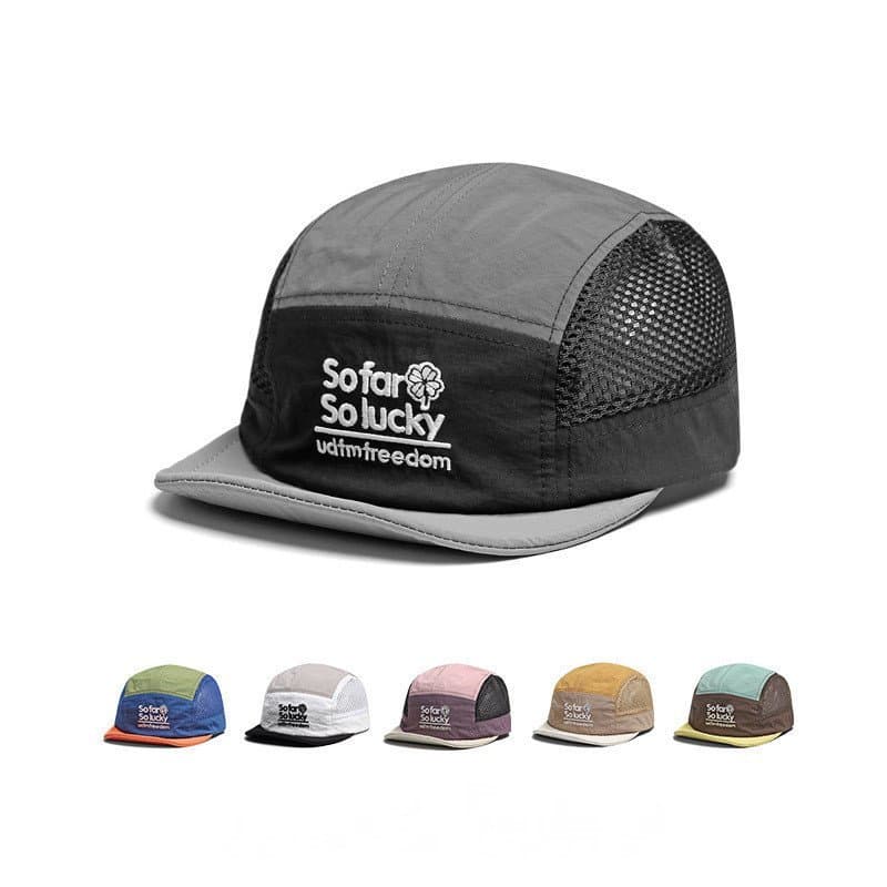 Boné Aba Curta Bordado com Malha Tecido Secagem Rápida Streetwear Casal Ideal para Corrida Ciclismo e Diário Chapéu
