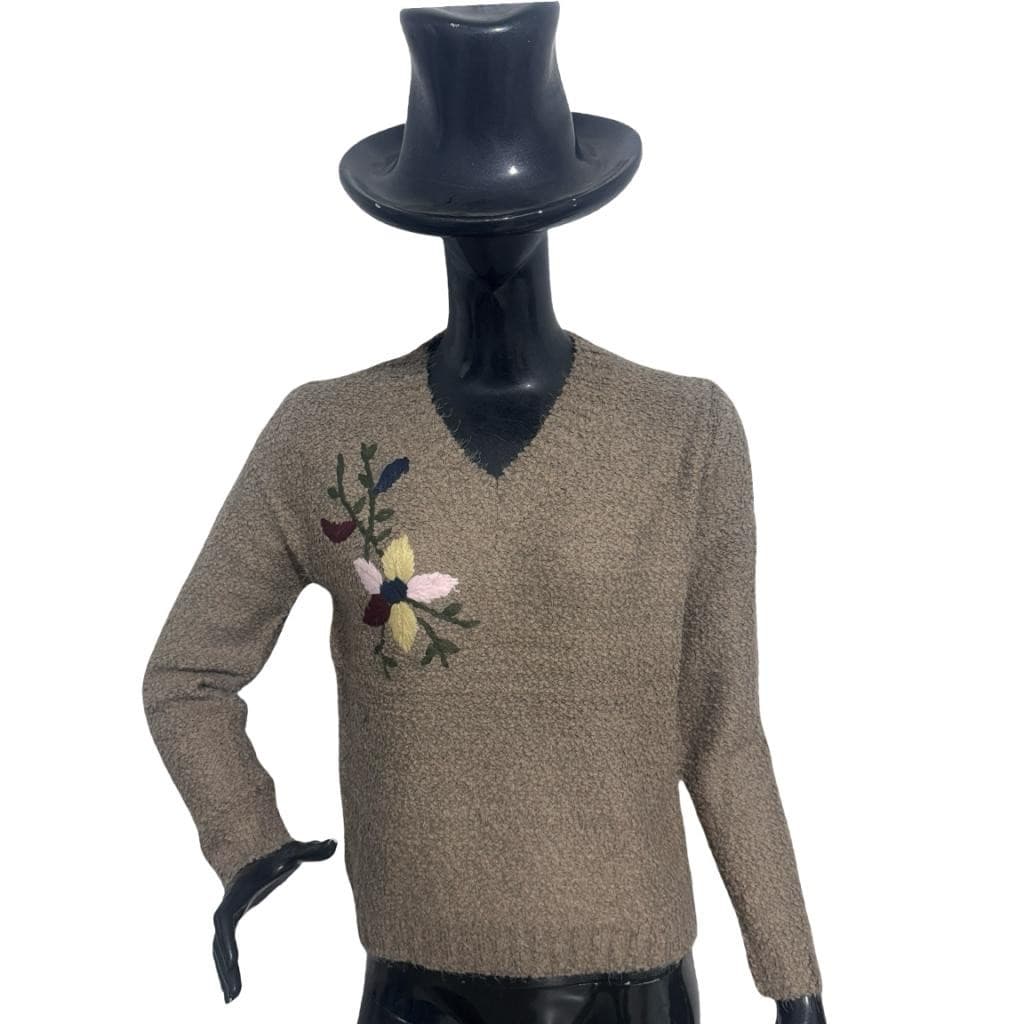 Blusa Feminina de Tricô com Bordado Flor Casual Inverno  REF 8249