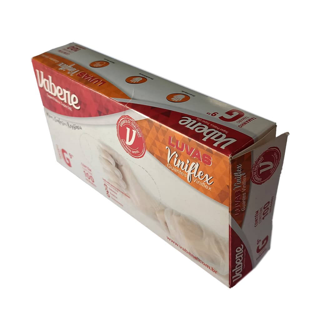 LUVA DESCARTAVEL TRANSPARENTE TPE VINIFLEX CAIXA COM 100