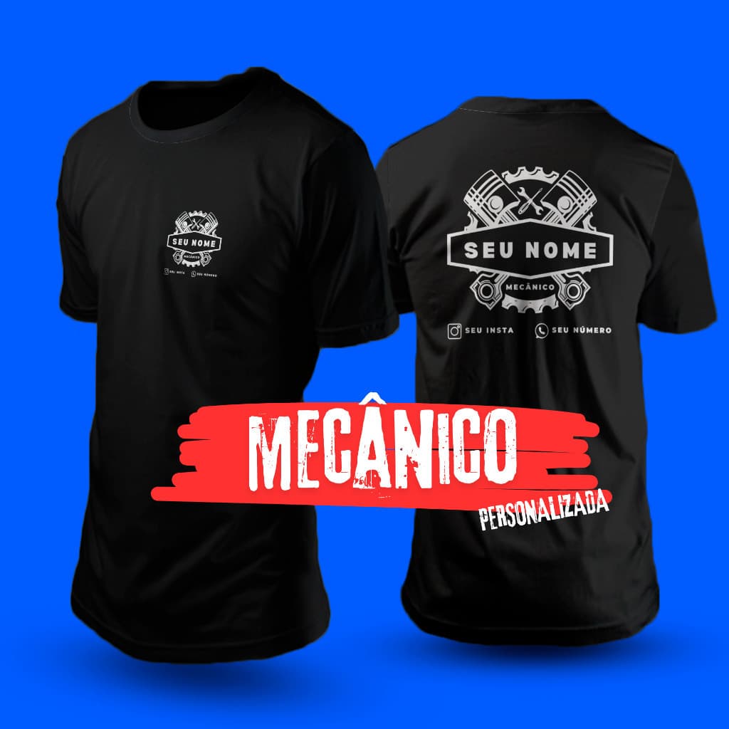 Uniforme Mecânico Personalizado – Camiseta com Logo e Nome, Alta Qualidade