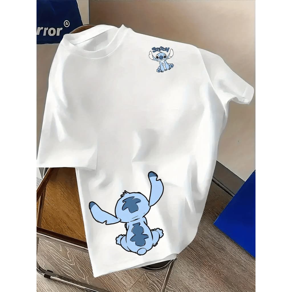 Camiseta Básica Stitch Camisa T-Shirt 100% Algodão Fio 30.1 Manga Curta Feminino & Masculino