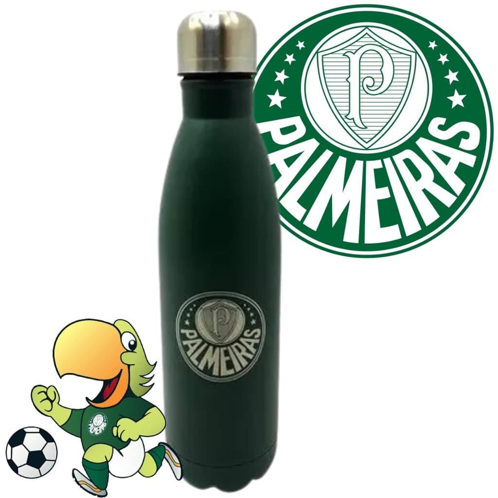 Cantil Esportivo de Aço Inox 750ml Palmeiras Inquebrável Barato