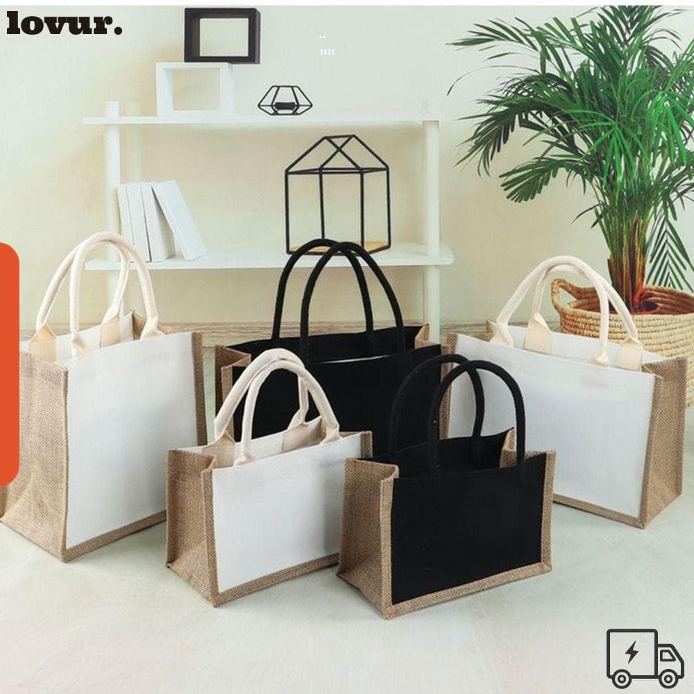 Saco Em Branco LOVUR , Bolsa Tote Preta E Branca Desenhada À Mão DIY , Sacola De Compras De Viagem De Commutação Diária