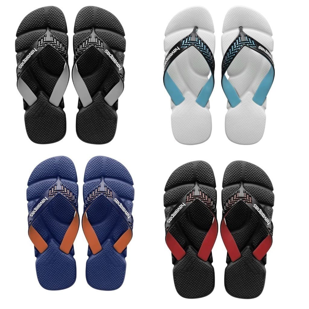 Kit 04 Pares De Chinelo Sandália Masculino Havainas Power De Borracha Macia Antiderrapante Com Tiras Grossas Reforçadas