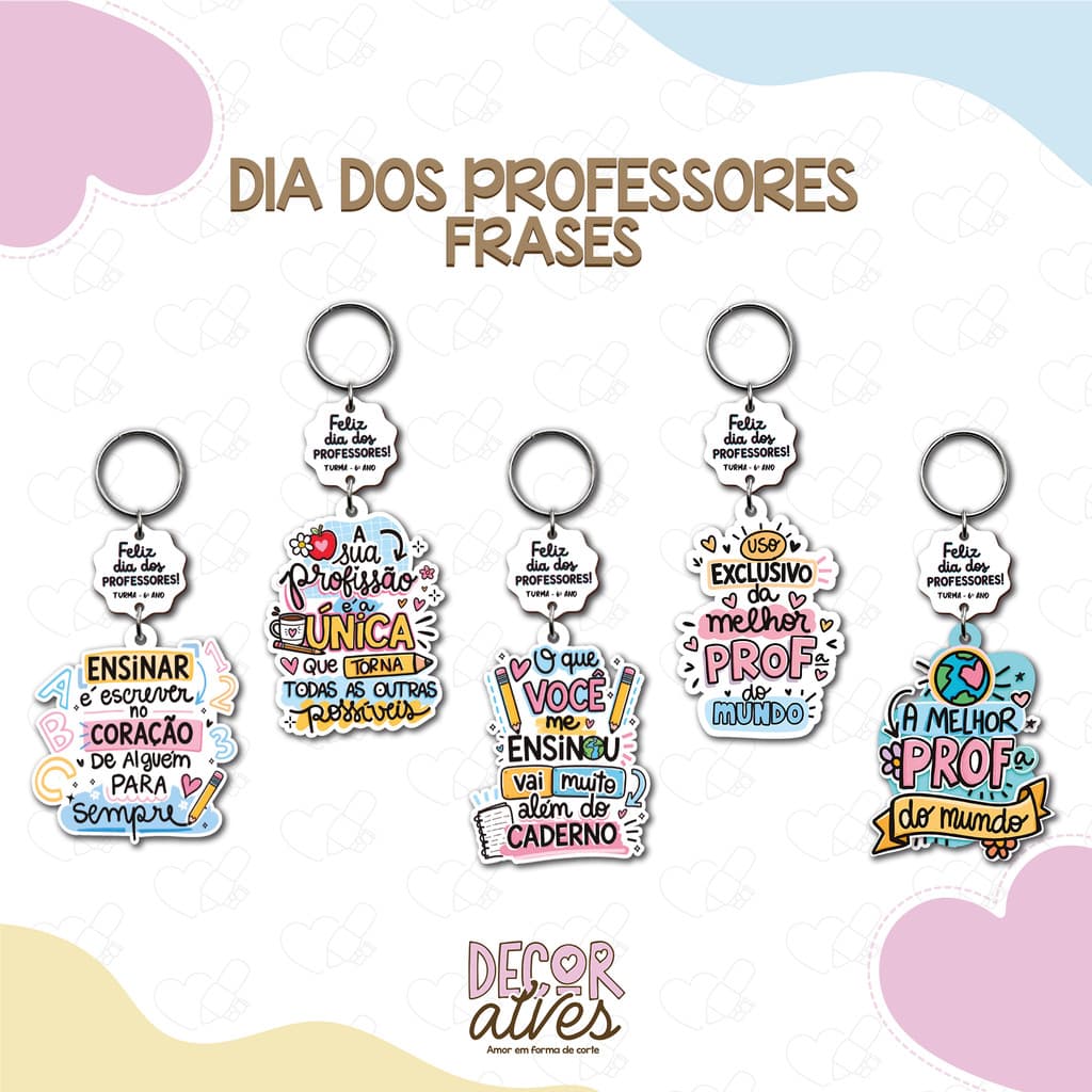 Dia dos Professores FRASES - Chaveiro Personalizado MDF brilhoso Lembrancinha infantil
