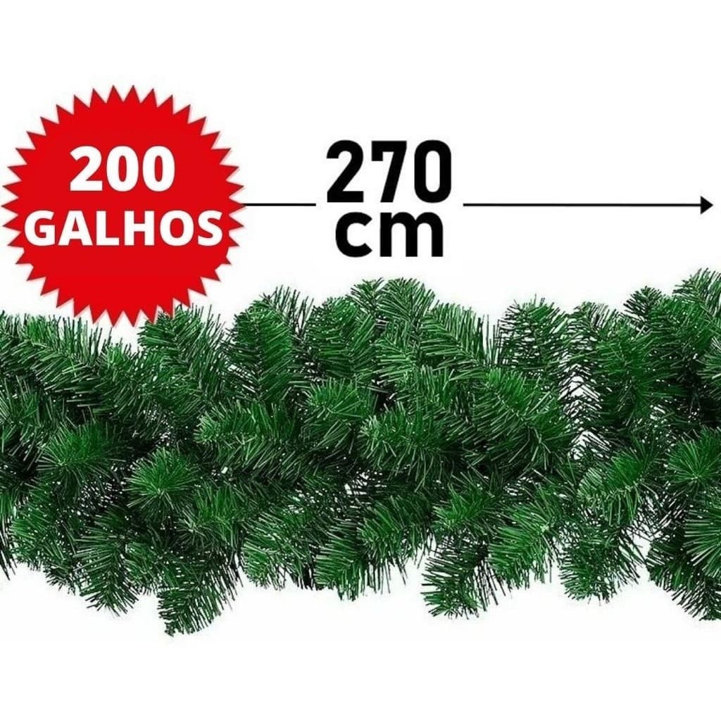 Festão Aramado Grosso Flexível Natal Luxo 270cm - 200 Galhos