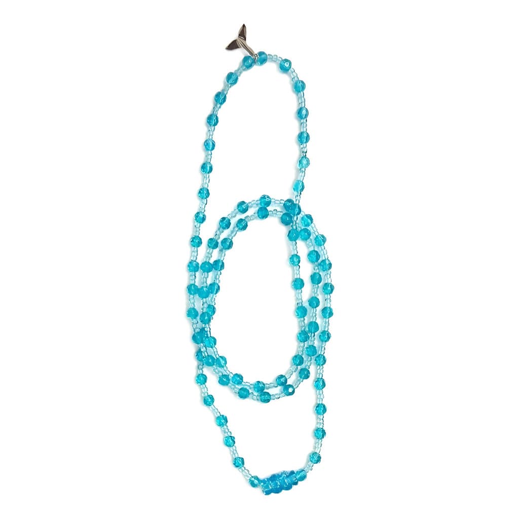 Guia Colar Iemanjá Com Pingente E Firma Murano (em Cordonê) Azul-celeste