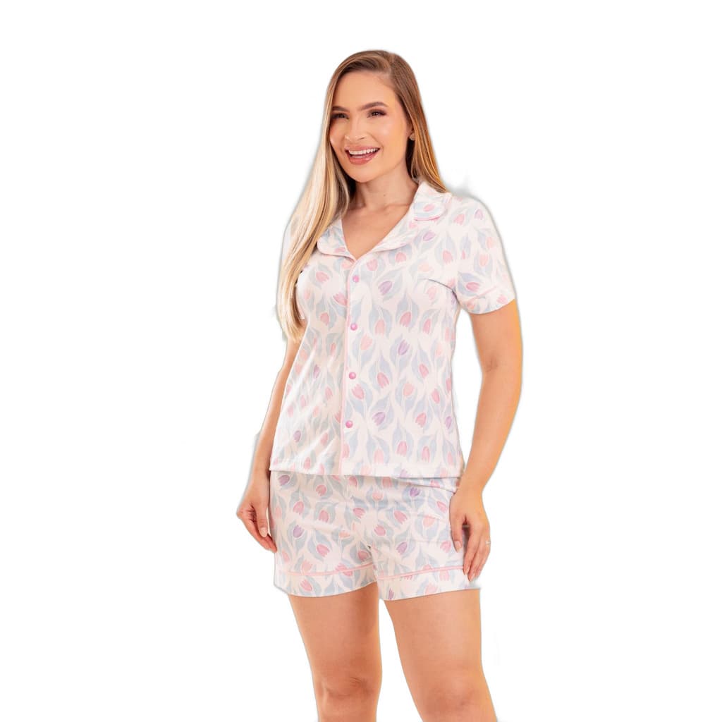 Pijama Americano Feminino Flores Off | Sonho Mar Pijamas | Pijama Verão