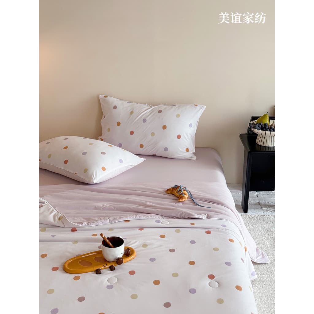 Meiyi|Ins Polka Dot Brocade Amônia Refrigeração Seda Fina Colcha de Verão One Touch Cool Summer Cool Quilt Lavável à Máq