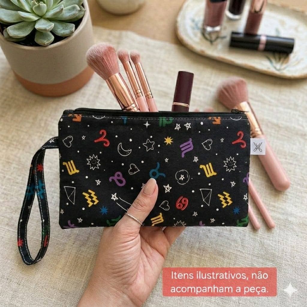 Nécessaire Multiuso para Organização – Estojo em Tecido Lavável 23x12 cm | Porta Objetos, Lápis, Celular e outros