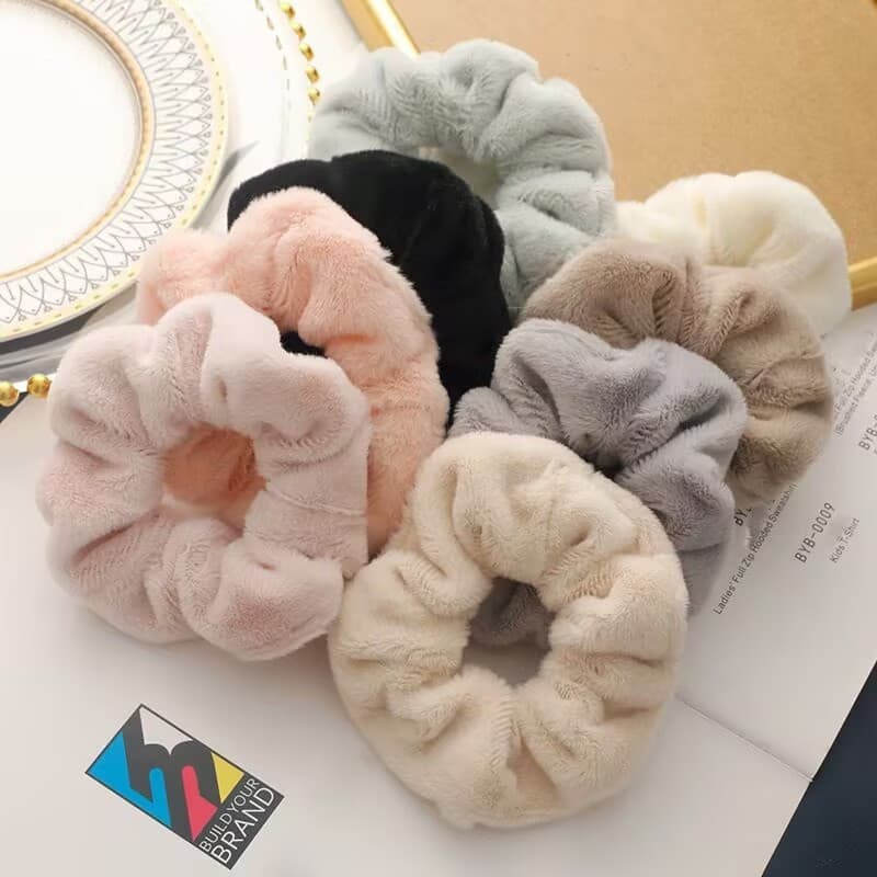 Kit 2/4/6/12unidades Acessórios De Pelúcia Fofa Para Cabelo Colorido Soft Scrunchies